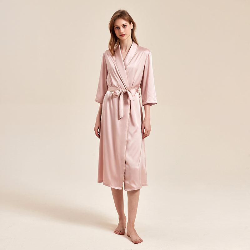 Party Long Robe Set with Detachable Feathers in Powder Pink
