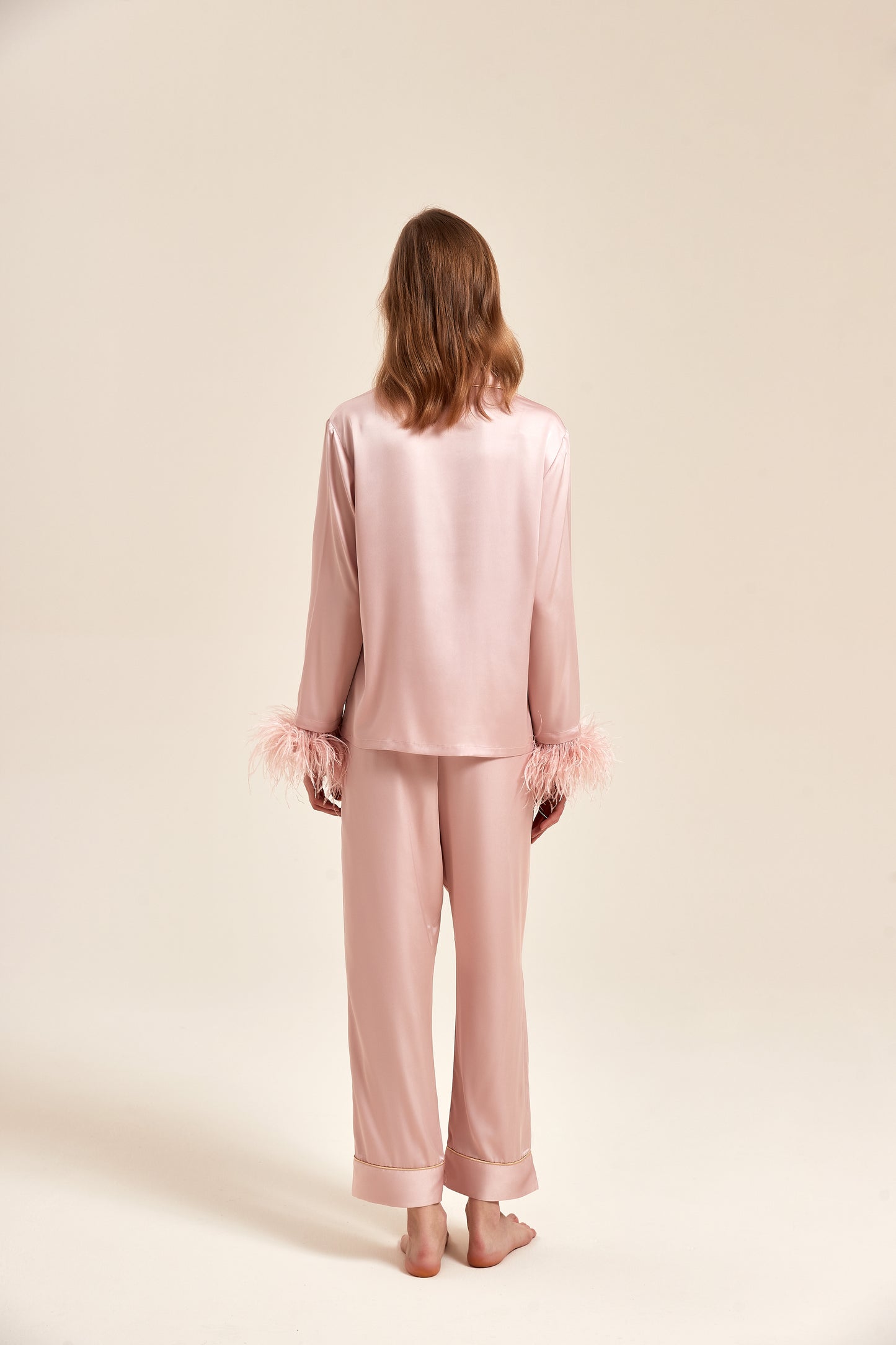 Party Pajamas Set with Detachable Feathers in Powder Pink