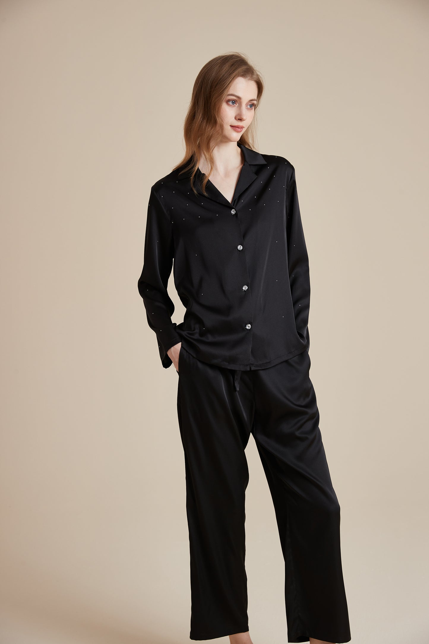Rhinestone Pajama Set for Women Set with Pants