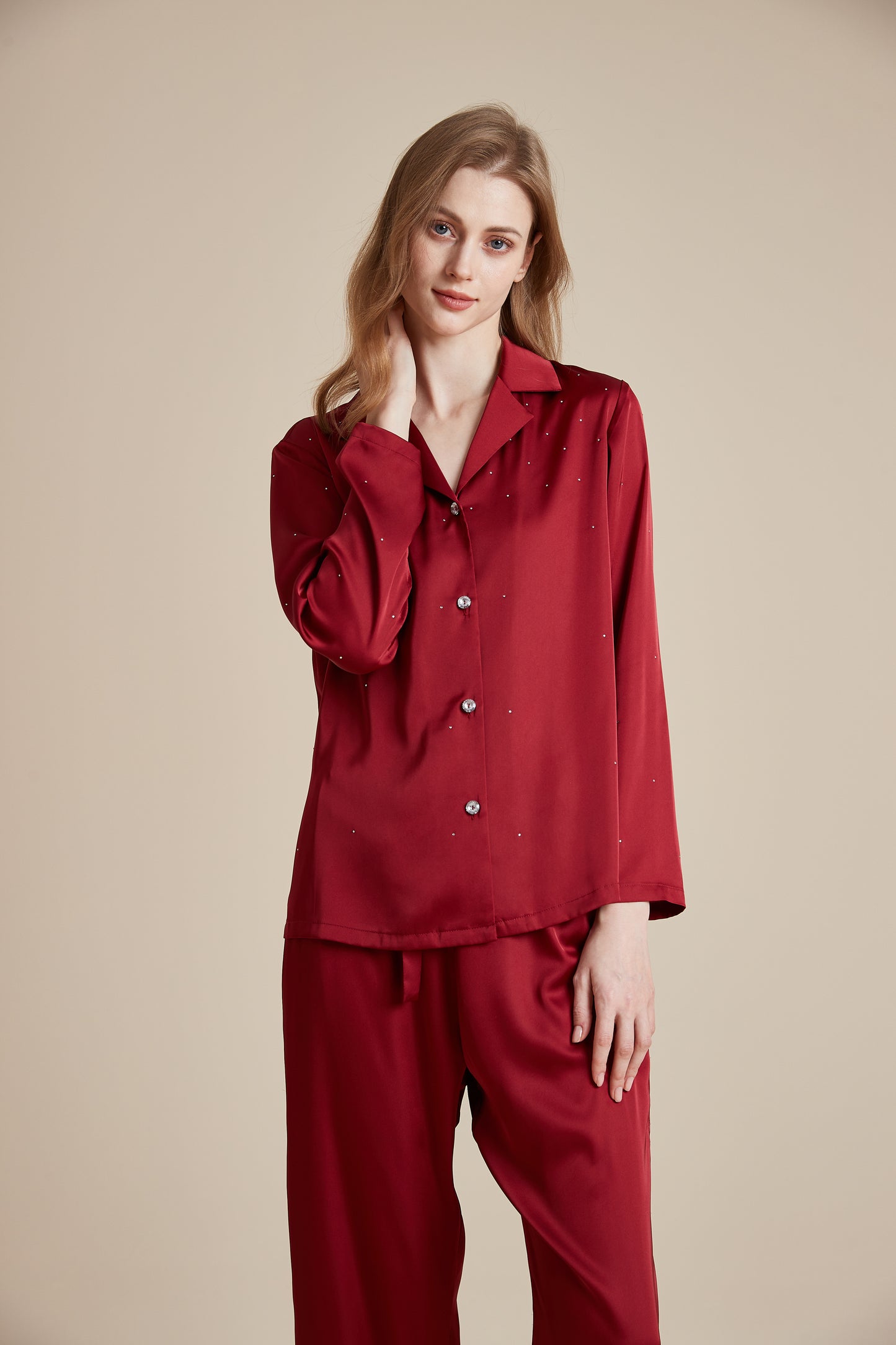 Rhinestone Pajama Set for Women Set with Pants