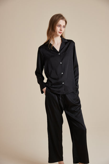 Rhinestone Pajama Set for Women Set with Pants