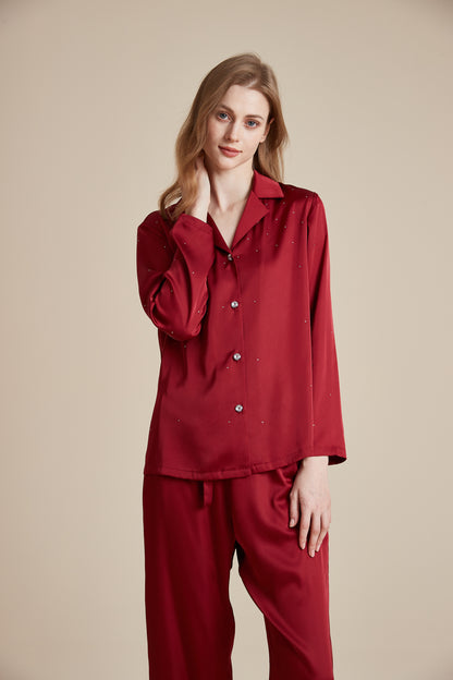 Rhinestone Pajama Set for Women Set with Pants